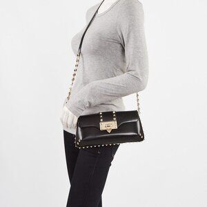 Valentino Black Brushed Leather Rockstud Shoulder Bag